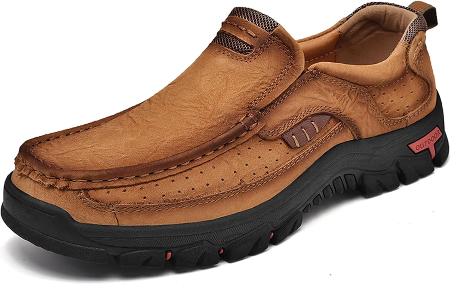 Men's Lightweight Wide Version Boat Shoes, Business and Office Casual Shoes, Comfortable Driving Casual Shoes Made of Cowhide, Black Penny Shoes, Outdoor Jogging Shoes