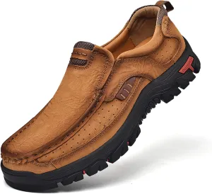 Men's Lightweight Wide Version Boat Shoes, Business and Office Casual Shoes, Comfortable Driving Casual Shoes Made of Cowhide, Black Penny Shoes, Outdoor Jogging Shoes