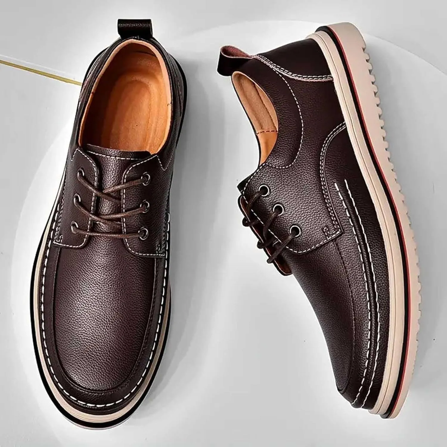 Men's Oxfords Shoes Low Top Business Leather Shoes All Seasons Orthopedic Shoes Arch Support Non Slip Shoes