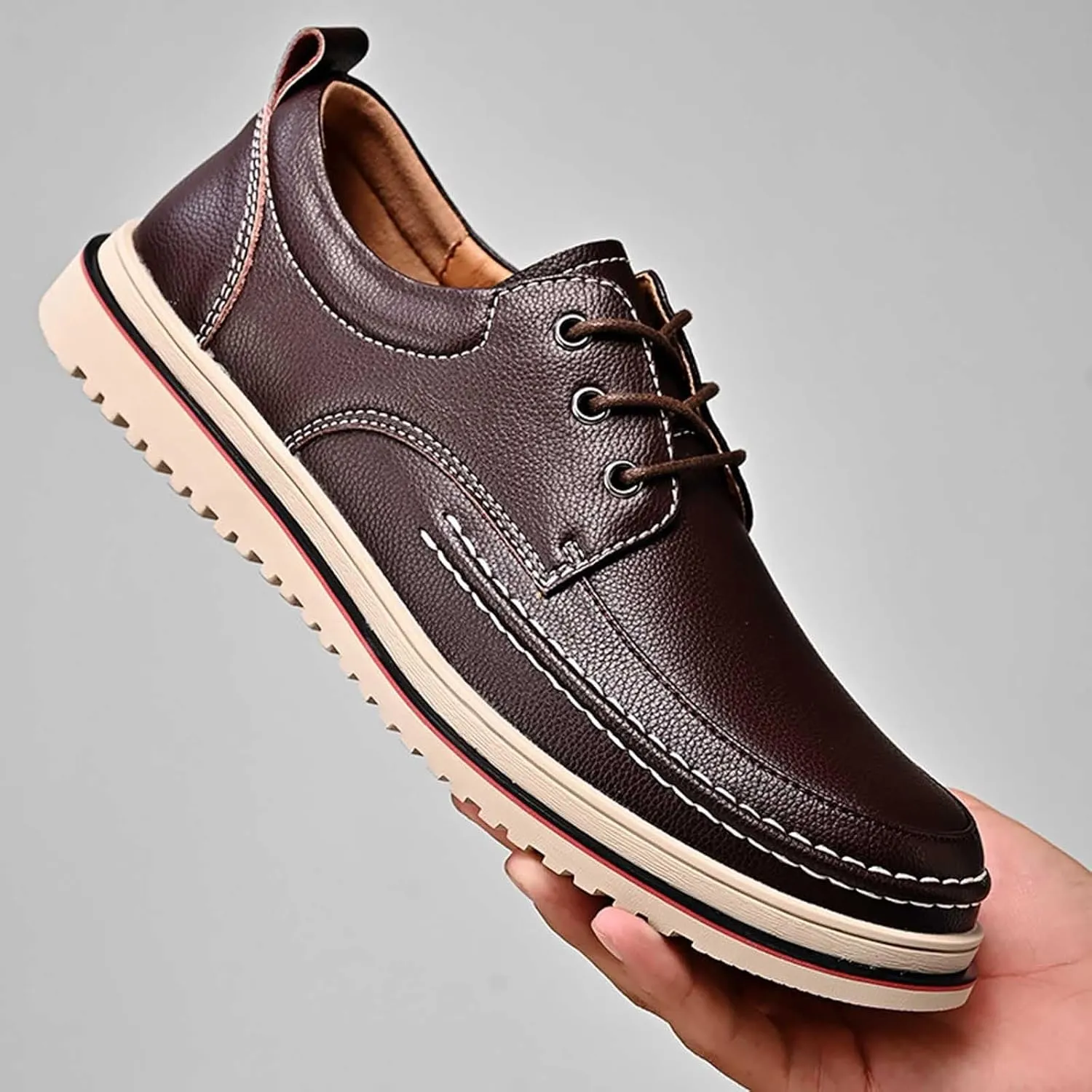 Men's Oxfords Shoes Low Top Business Leather Shoes All Seasons Orthopedic Shoes Arch Support Non Slip Shoes