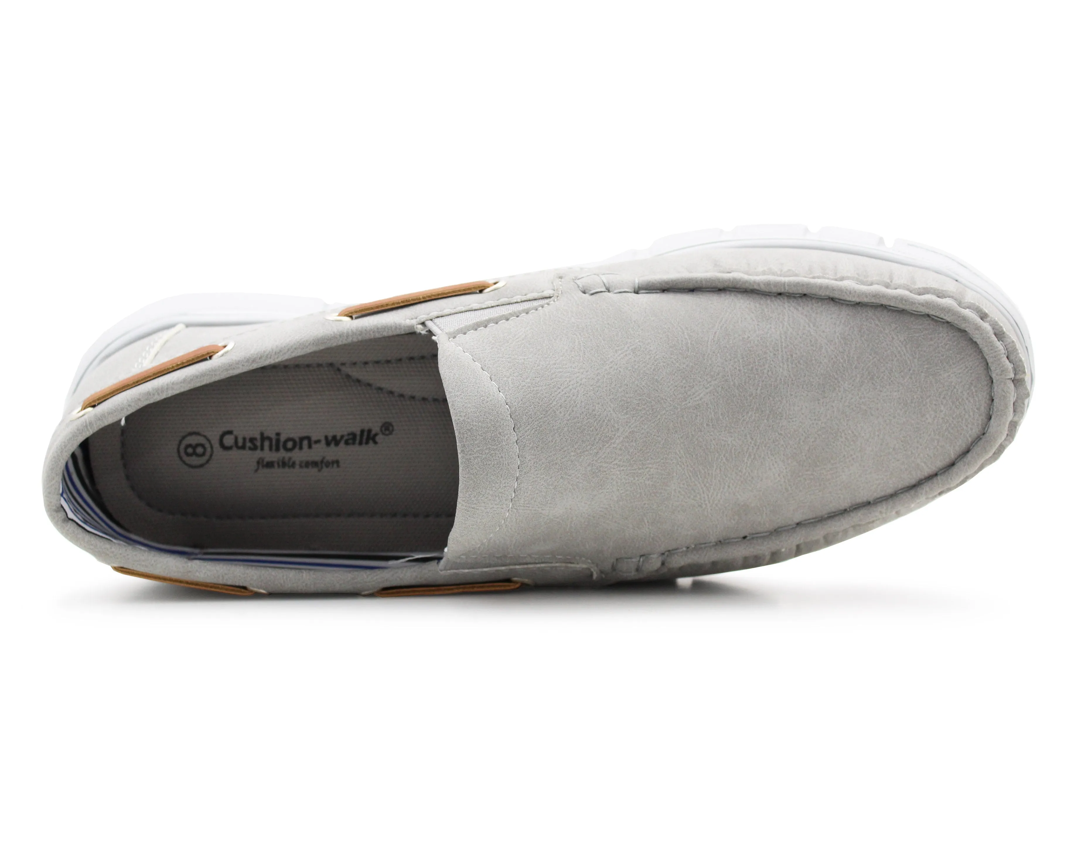 Mens Slip On Boat Shoes Deck Grey Trainers Lightweight Elastic Twin Gusset Casual Flat Low Top Sneaker Pumps