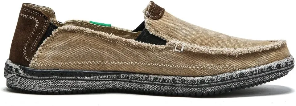 Men's Slip on Deck Shoes Loafers Canvas Boat Shoe Non Slip Casual Loafer Flat Outdoor Sneakers Walking