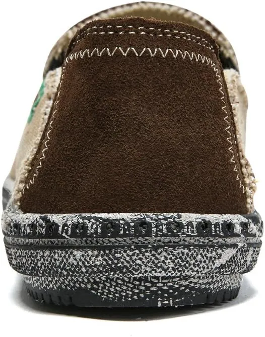 Men's Slip on Deck Shoes Loafers Canvas Boat Shoe Non Slip Casual Loafer Flat Outdoor Sneakers Walking