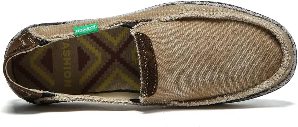 Men's Slip on Deck Shoes Loafers Canvas Boat Shoe Non Slip Casual Loafer Flat Outdoor Sneakers Walking