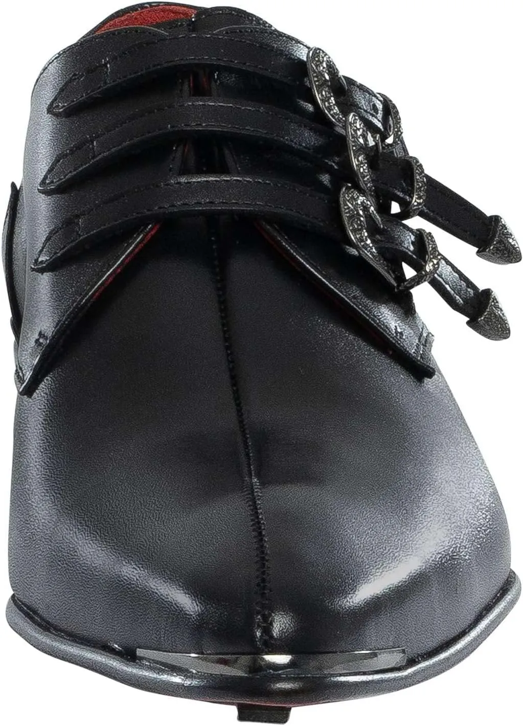 Men's Triple Strap Monk Leather Shoes, Black