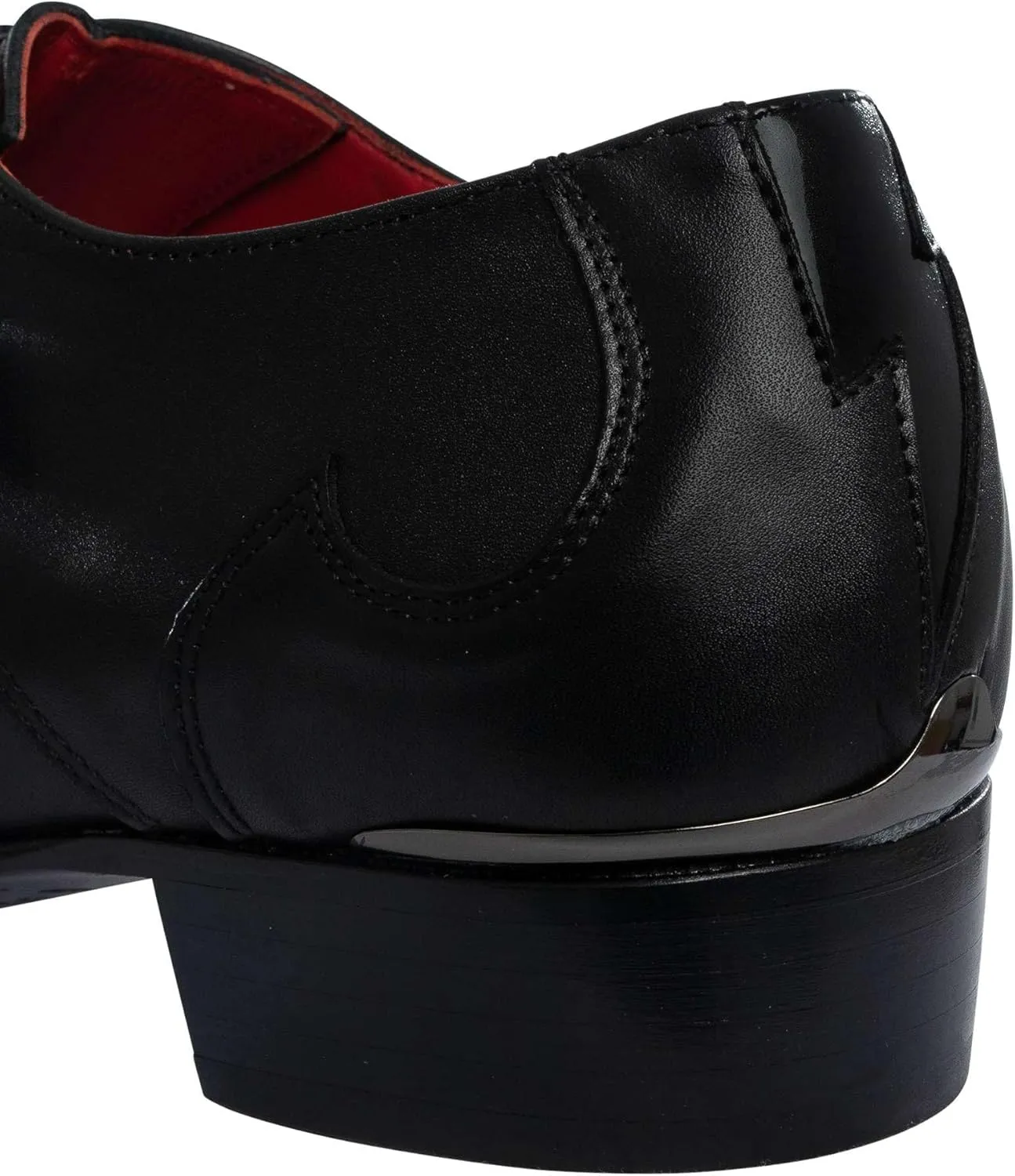 Men's Triple Strap Monk Leather Shoes, Black