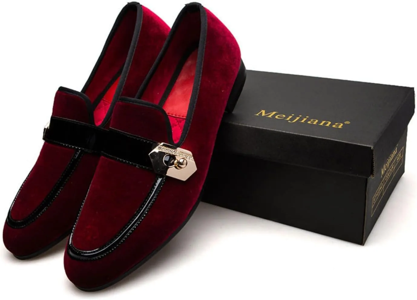 Men's Velvet Loafers | Slip-On Dress Shoes for Weddings & Prom | Elastic Goring Formal Party Shoes with Cushioned Sole