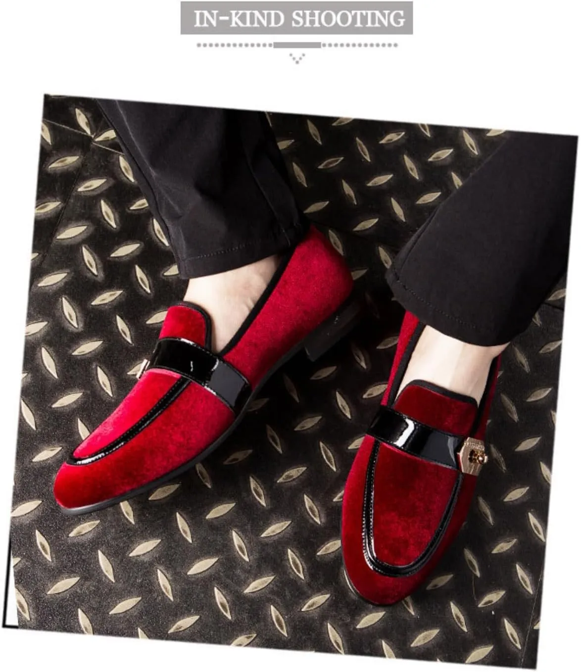 Men's Velvet Loafers | Slip-On Dress Shoes for Weddings & Prom | Elastic Goring Formal Party Shoes with Cushioned Sole