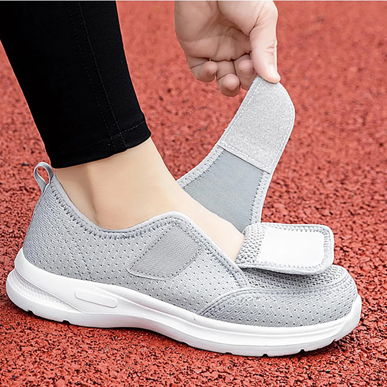 Men's Women's Mesh Round Toe Hook and Loop Loafers with Arch Support Casual Breathable Slip-On Orthopedic Sneakers Comfort Lightweight Non-Slip Driving Walking Shoes