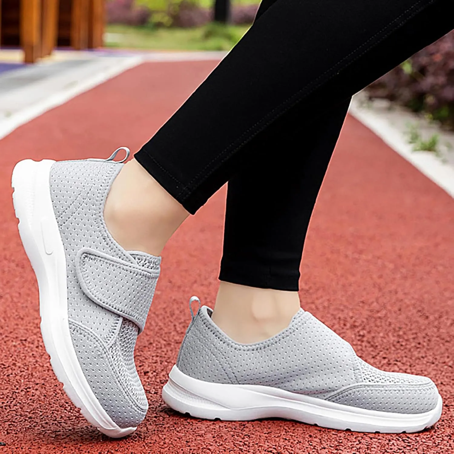 Men's Women's Mesh Round Toe Hook and Loop Loafers with Arch Support Casual Breathable Slip-On Orthopedic Sneakers Comfort Lightweight Non-Slip Driving Walking Shoes