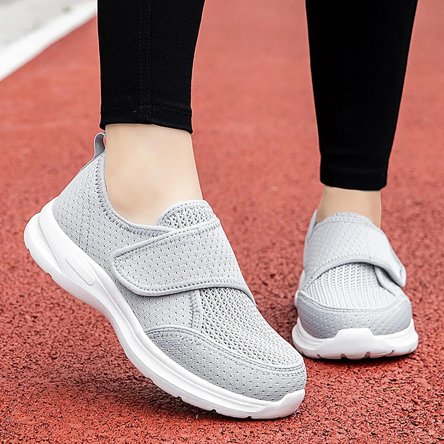 Men's Women's Mesh Round Toe Hook and Loop Loafers with Arch Support Casual Breathable Slip-On Orthopedic Sneakers Comfort Lightweight Non-Slip Driving Walking Shoes