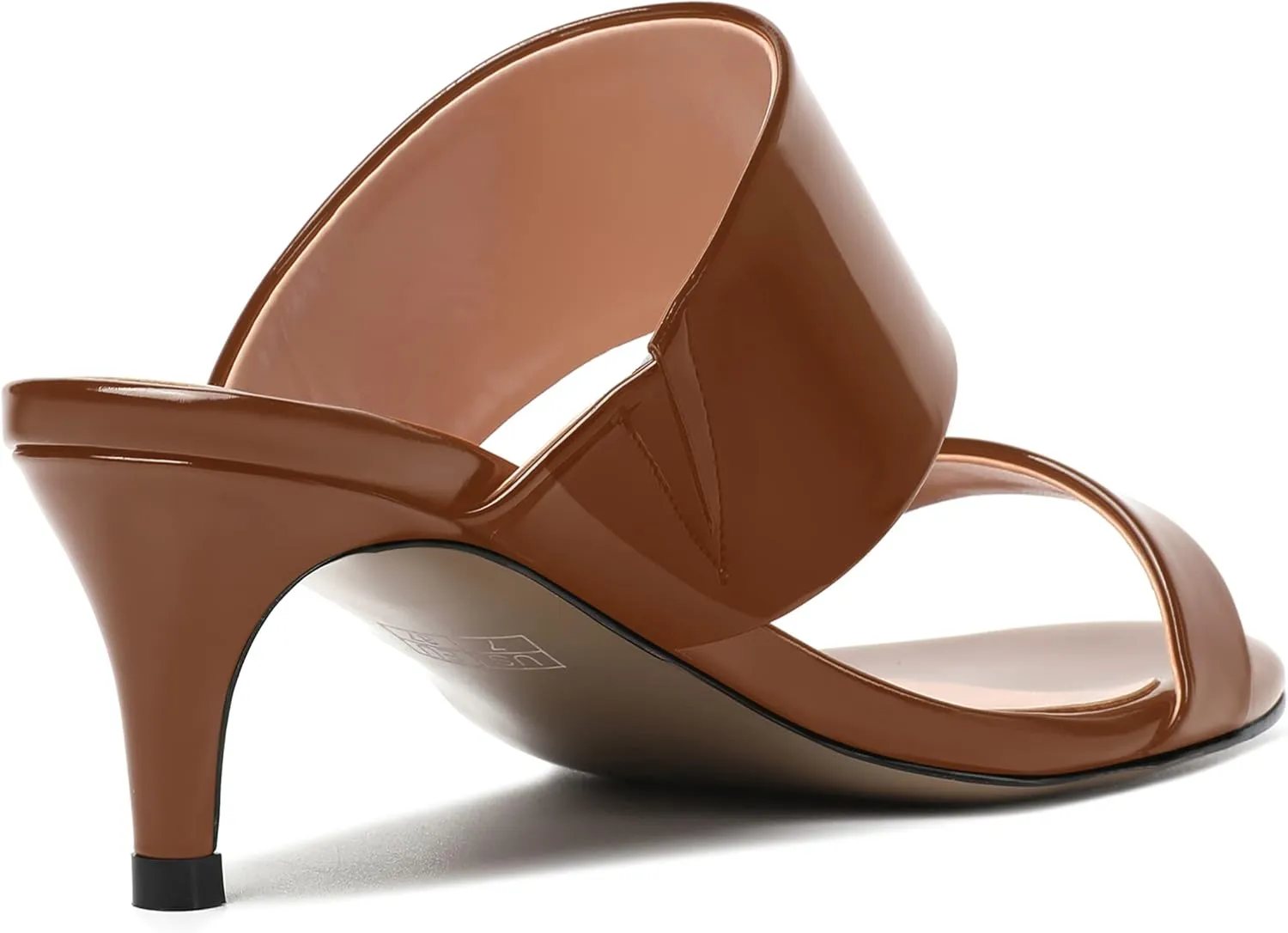 MERRORI Women's Open Toe Patent Slip On Casual Mules Dating Kitten Low Heel Sandals 2 Inch