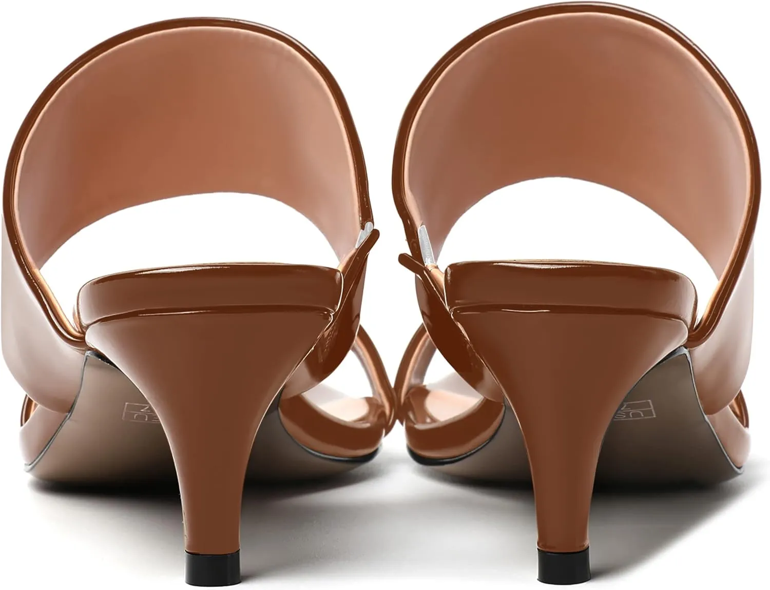 MERRORI Women's Open Toe Patent Slip On Casual Mules Dating Kitten Low Heel Sandals 2 Inch