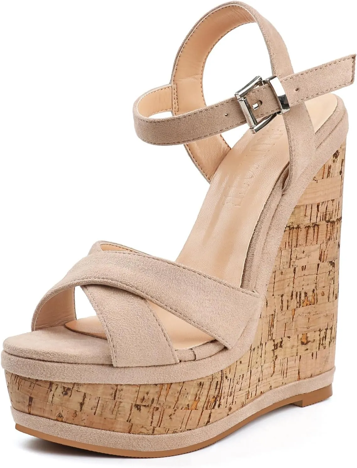 MERUMOTE Women's Fashion Platform Wedge Sandals Heeled Buckle Shoes For Summer