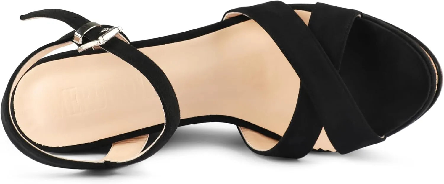 MERUMOTE Women's Fashion Platform Wedge Sandals Heeled Buckle Shoes For Summer
