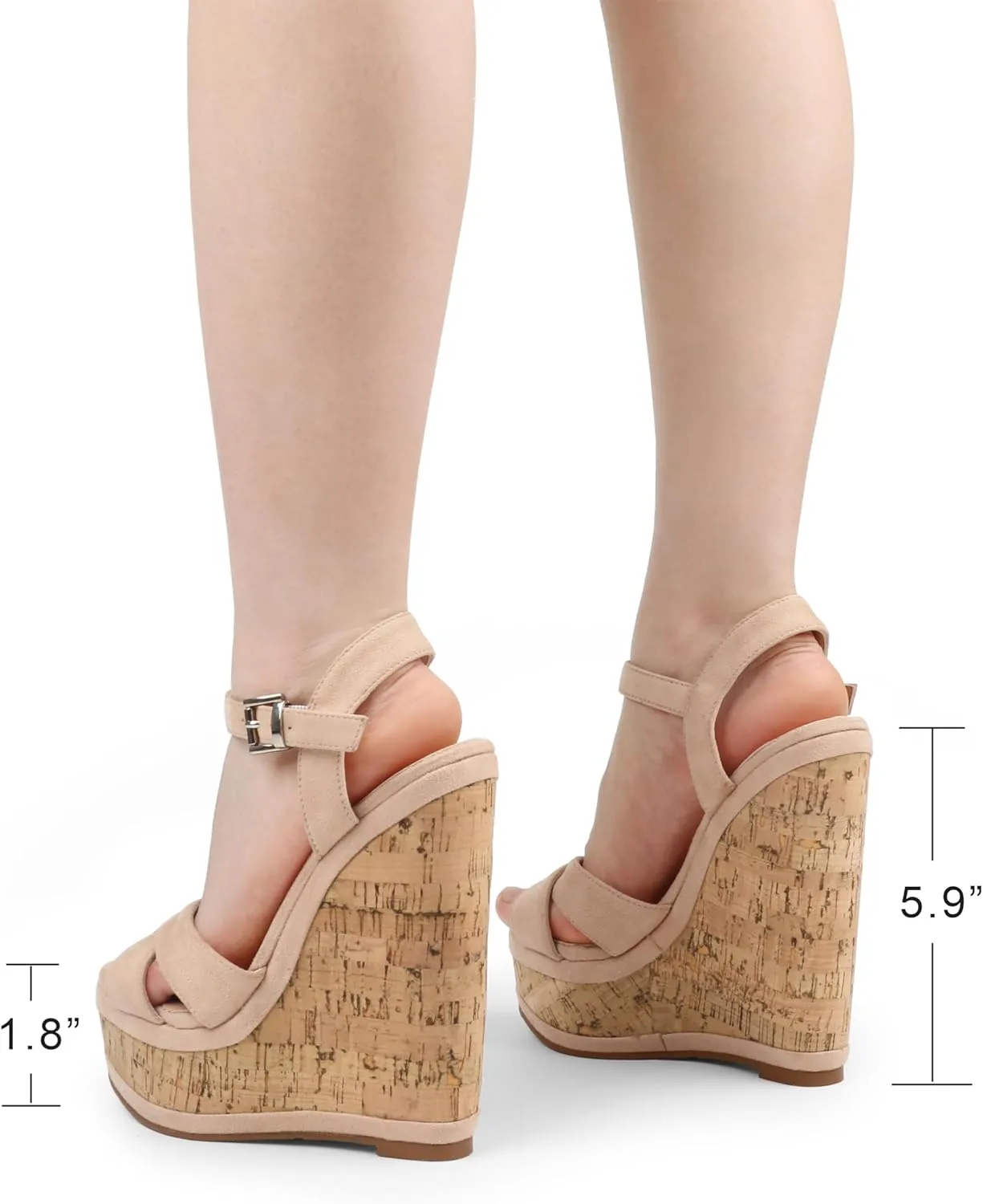 MERUMOTE Women's Fashion Platform Wedge Sandals Heeled Buckle Shoes For Summer