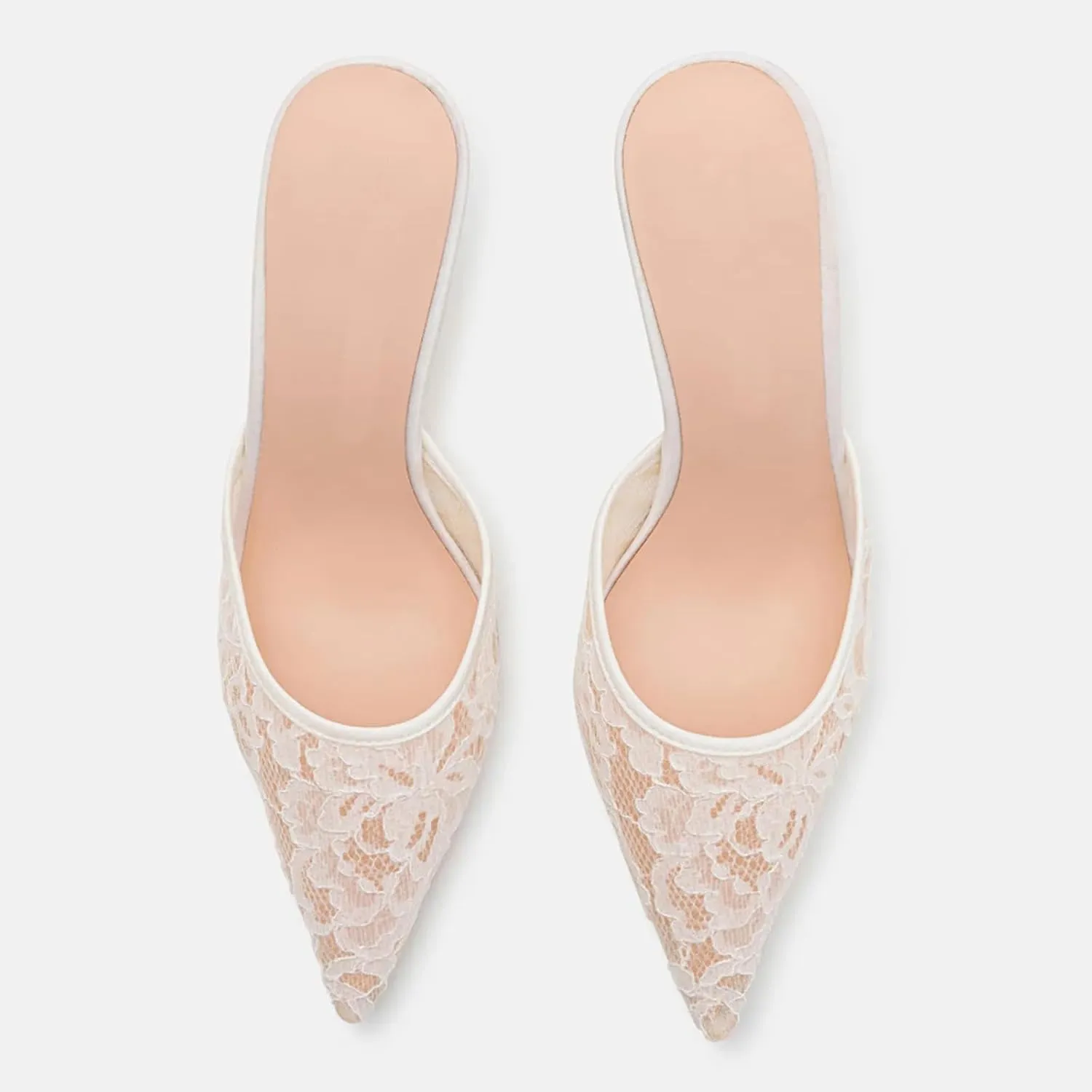 Mesh Kitten Heels Mules for Women Closed Pointed Toe Slip on Backless Stiletto Slingback Low Heels Dress Pumps Shoes