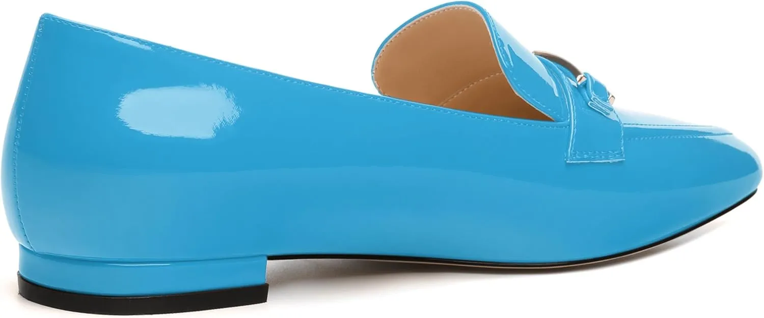 Metal Chain Loafers for Women Pointed Toe Slip on Flats Comfortable Fashion Work Shoes