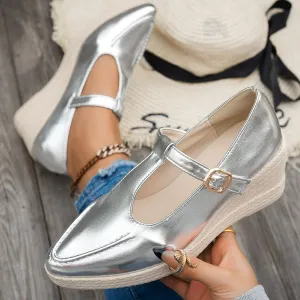 Metallic Buckle Wedges | 2 Colors| Poundton