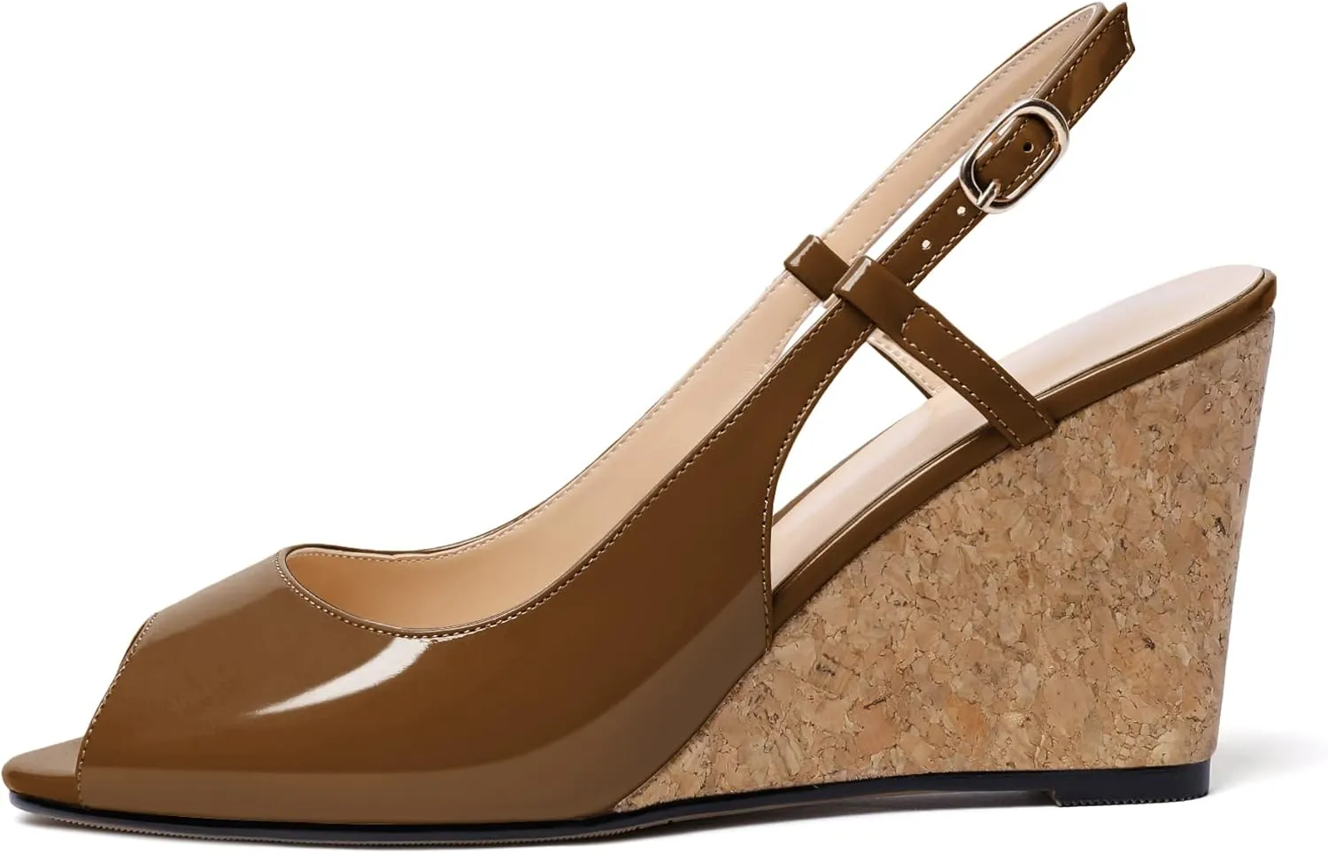 Mettesally Wedge Sandals for Women, Ankle Strap Slingback High Cork Heels Open Peep Toe Women Summer Office Dress Shoes