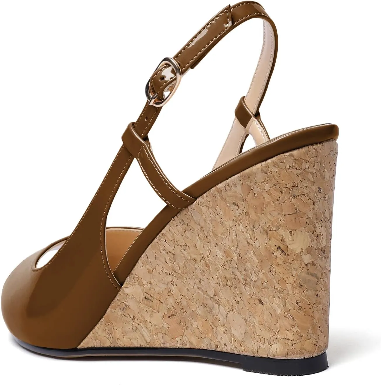 Mettesally Wedge Sandals for Women, Ankle Strap Slingback High Cork Heels Open Peep Toe Women Summer Office Dress Shoes