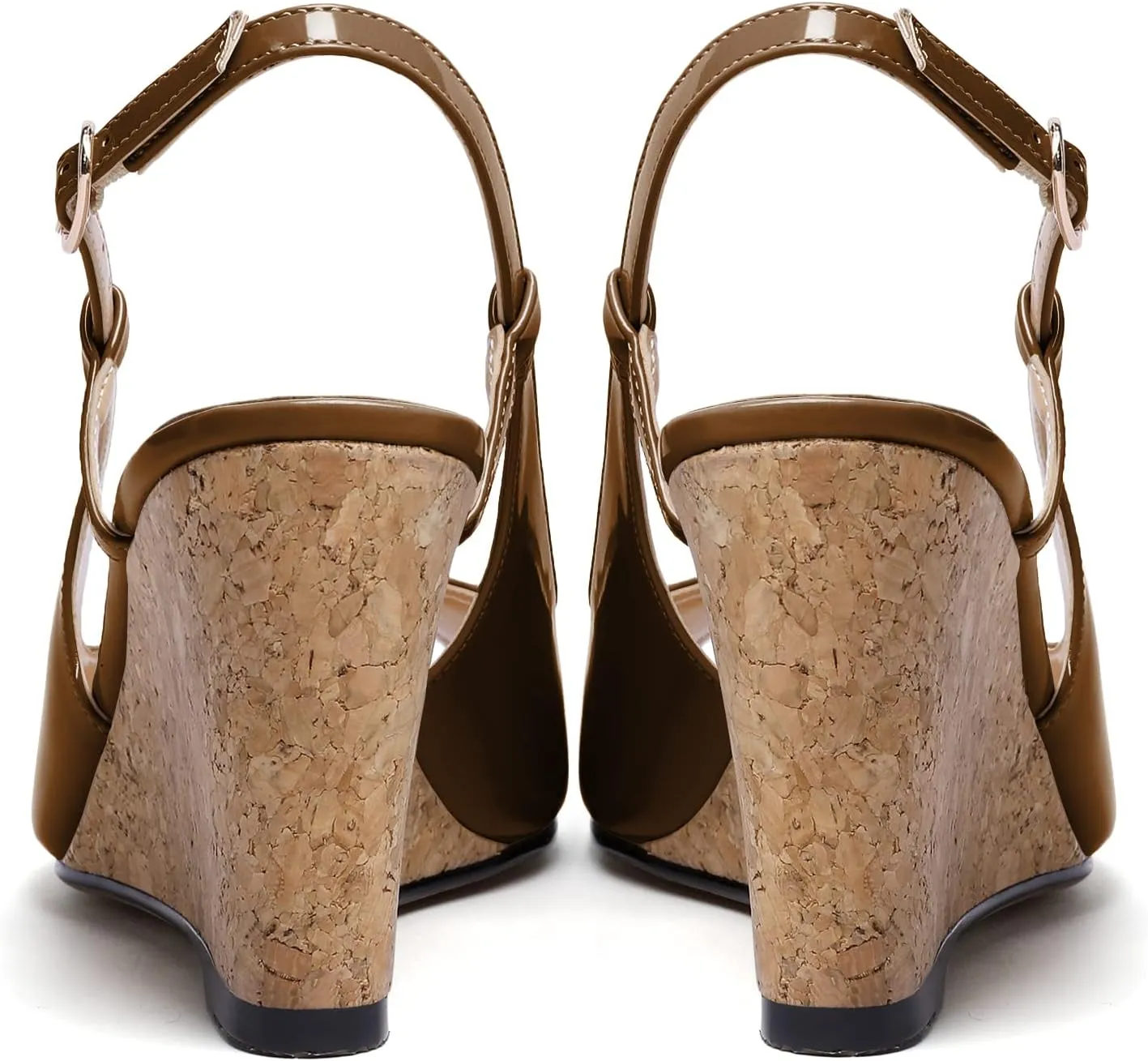 Mettesally Wedge Sandals for Women, Ankle Strap Slingback High Cork Heels Open Peep Toe Women Summer Office Dress Shoes