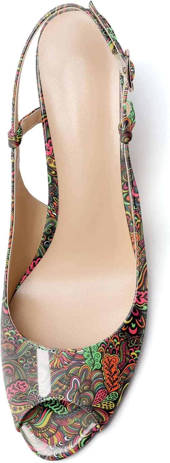 Mettesally Wedge Sandals for Women, Ankle Strap Slingback High Cork Heels Open Peep Toe Women Summer Office Dress Shoes