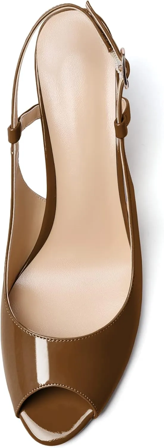 Mettesally Wedge Sandals for Women, Ankle Strap Slingback High Cork Heels Open Peep Toe Women Summer Office Dress Shoes