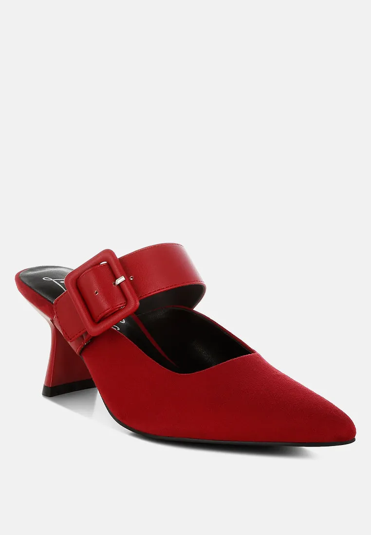 Microfiber Pointy Slip-On Mules By RAG
