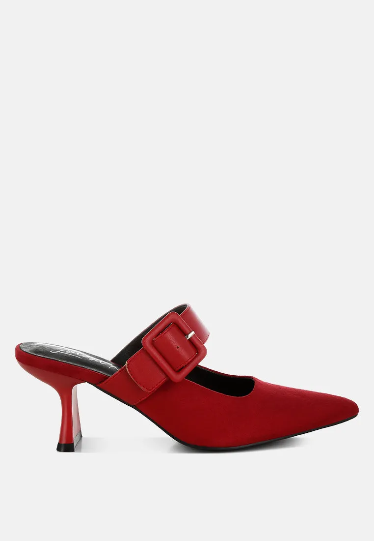 Microfiber Pointy Slip-On Mules By RAG