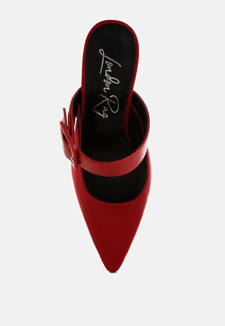 Microfiber Pointy Slip-On Mules By RAG