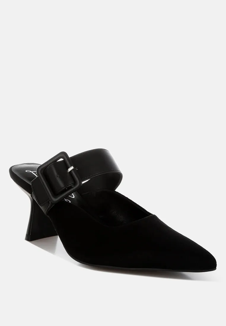 Microfiber Pointy Slip-On Mules By RAG