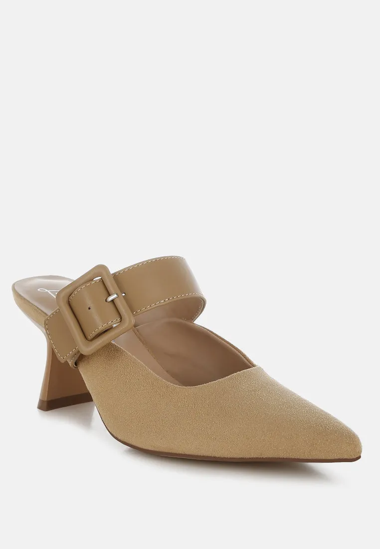 Microfiber Pointy Slip-On Mules By RAG