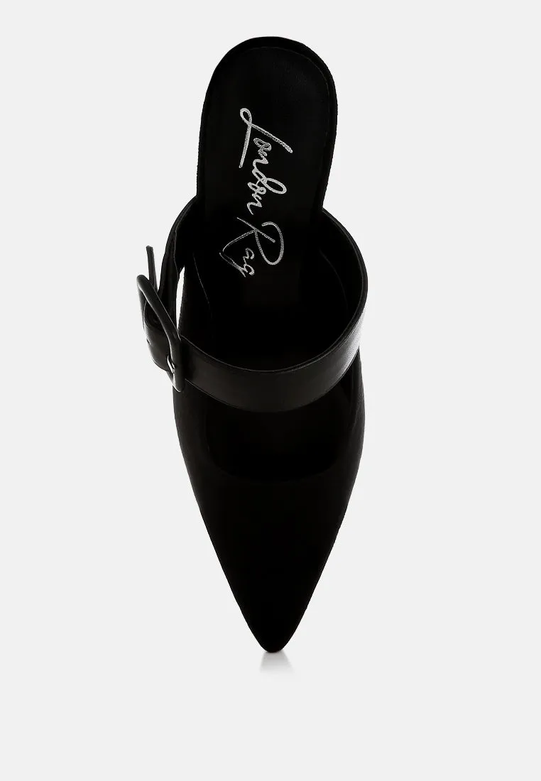 Microfiber Pointy Slip-On Mules By RAG
