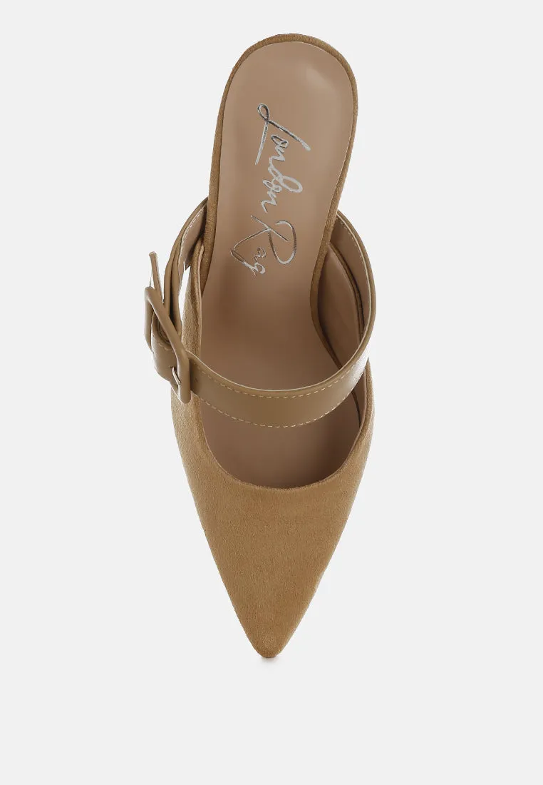 Microfiber Pointy Slip-On Mules By RAG