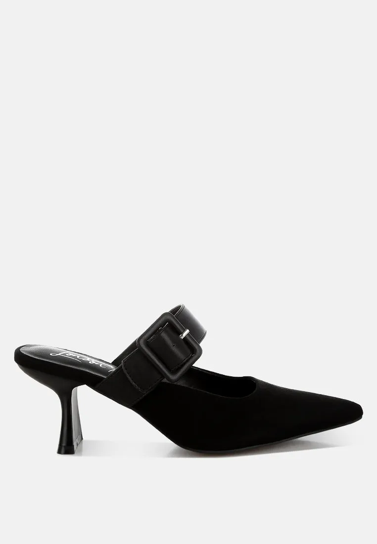 Microfiber Pointy Slip-On Mules By RAG
