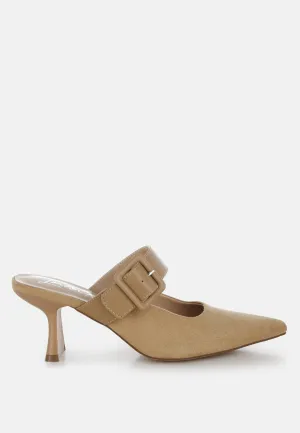 Microfiber Pointy Slip-On Mules By RAG