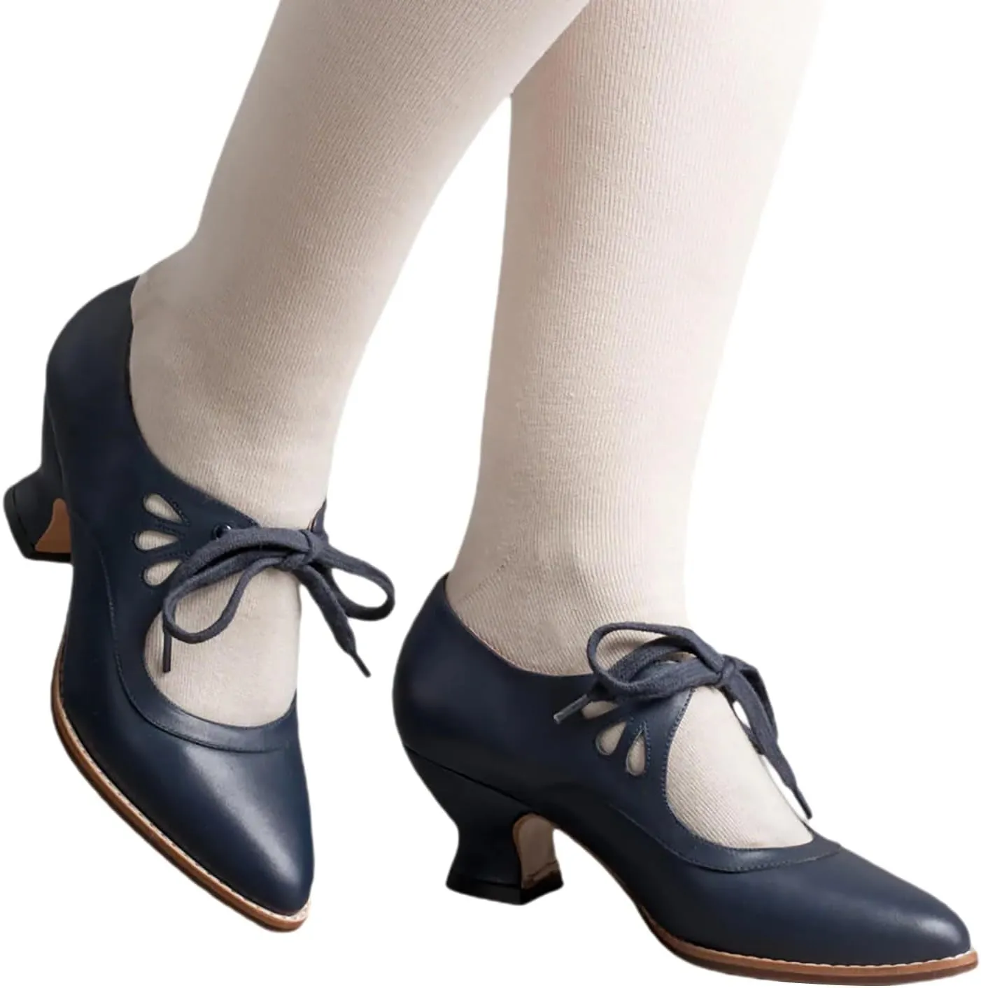 Mid Heel Loafers For Women 2024 Comfortable Heels For Women Dressy Closed Toe Ankle Strap Bow Lace Up Causal Shoes