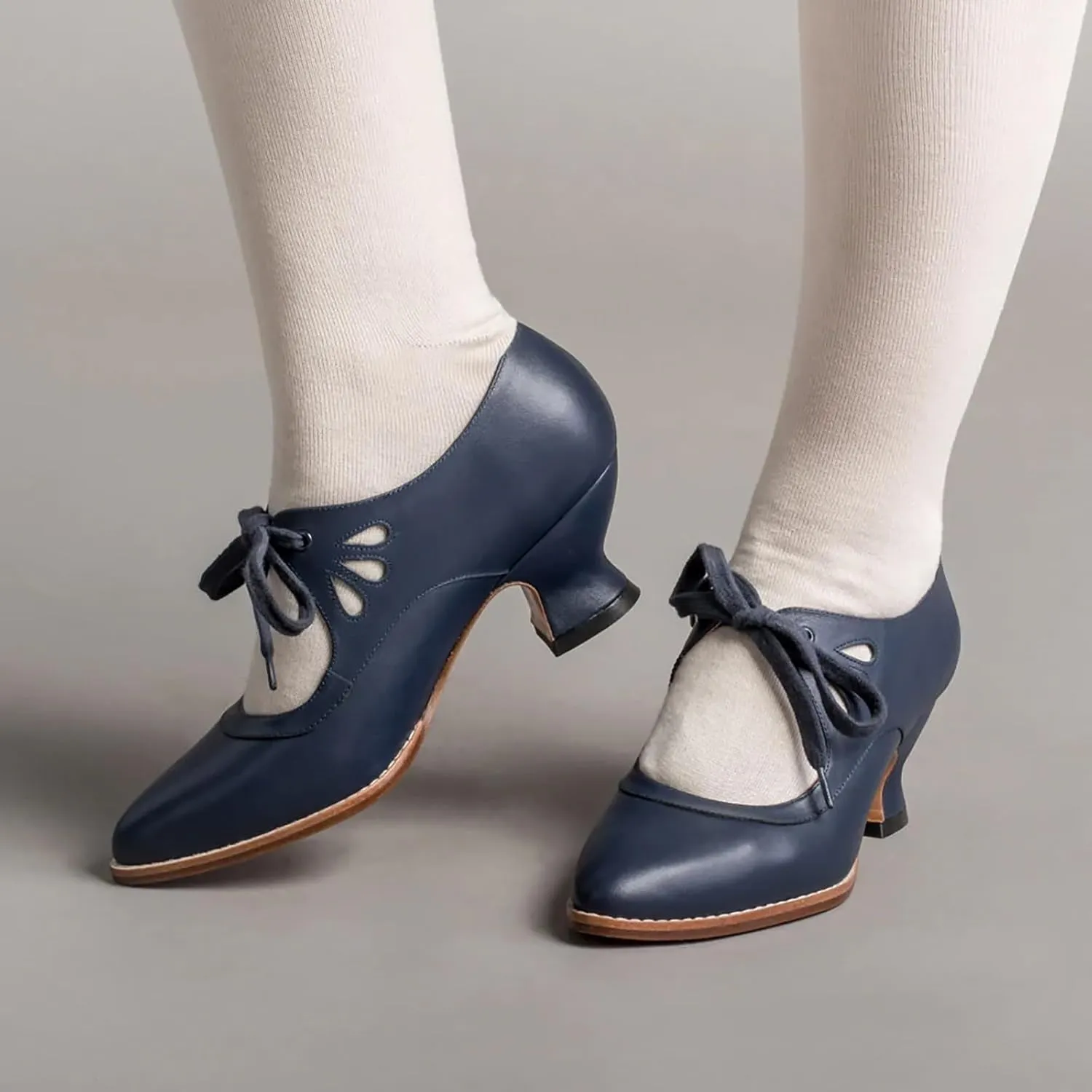 Mid Heel Loafers For Women 2024 Comfortable Heels For Women Dressy Closed Toe Ankle Strap Bow Lace Up Causal Shoes