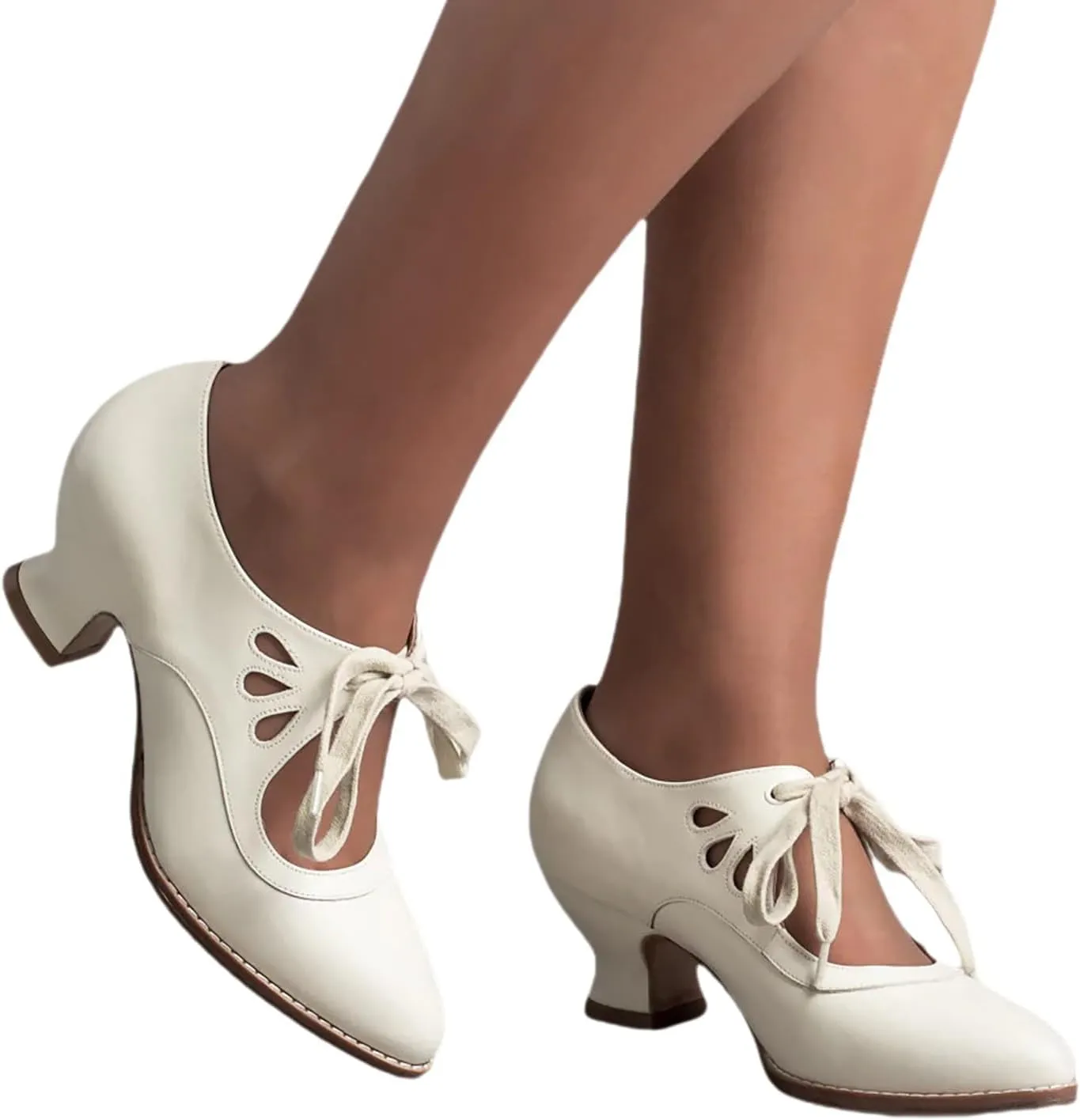 Mid Heel Loafers For Women 2024 Comfortable Heels For Women Dressy Closed Toe Ankle Strap Bow Lace Up Causal Shoes