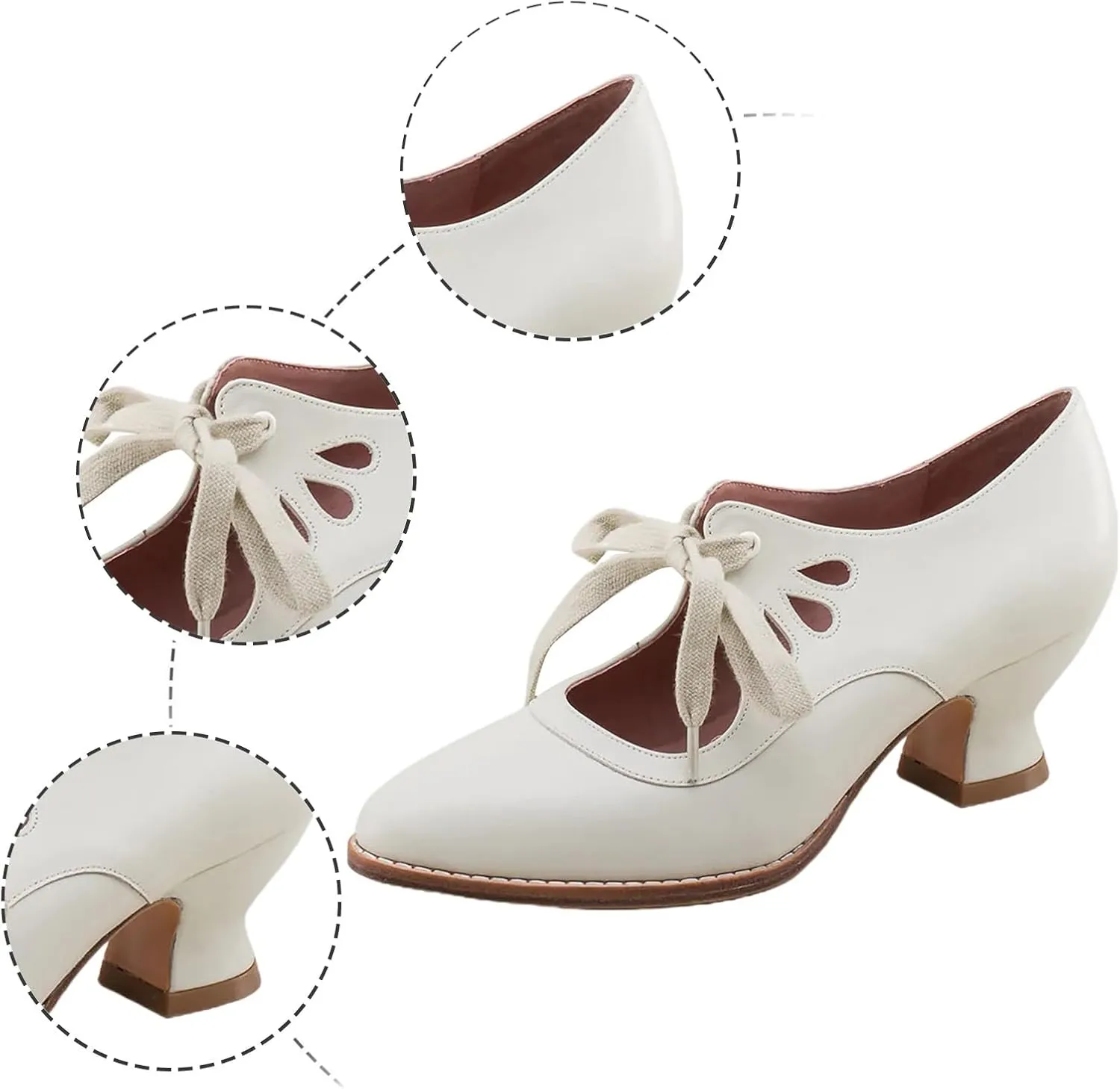 Mid Heel Loafers For Women 2024 Comfortable Heels For Women Dressy Closed Toe Ankle Strap Bow Lace Up Causal Shoes