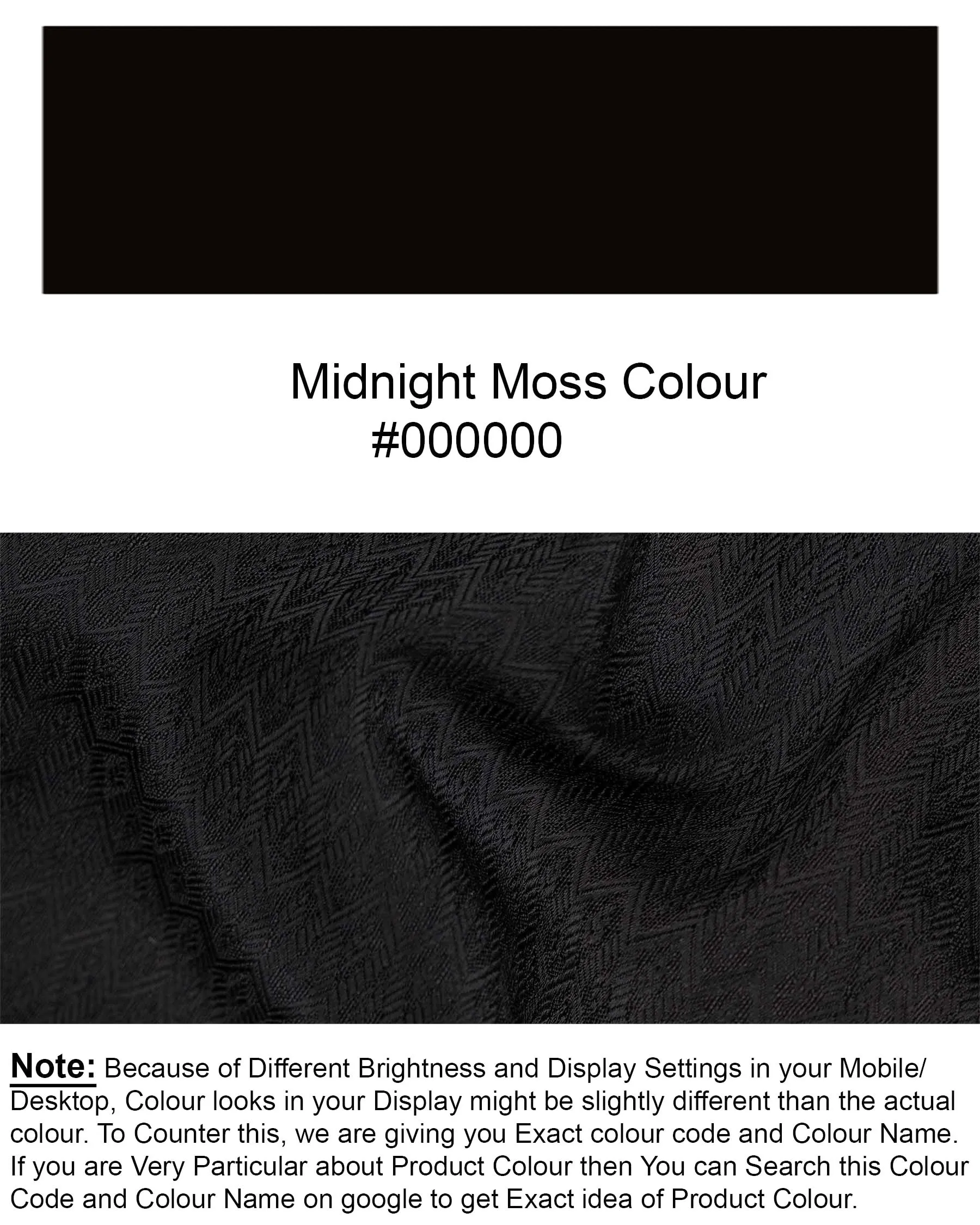 Midnight Moss Black Jacquard Leaves Patterned Textured Nehru Jacket