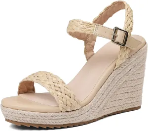 mikarka Women's Espadrille Wedge Sandals: Ankle Strap Platform Open Toe Wedges - Stylish High Heel Dressy Summer Wedges for Women, Inspired by Espadrilles