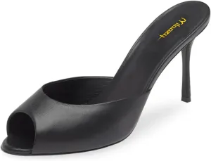 Milooey shoes Stiletto Heeled Slide Sandals Cute Open Peep Toe Mules Slip On Backless High Heels Outfit Dress Party Wedding Shoes Size 4-16 US