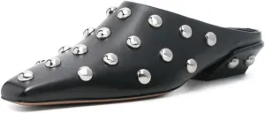 Milooey shoes Women's Rivet Studded Mules Closed Square Toe Low Chunky Heels Slip On Fashion Party Outfit Slide Shoes Size 4-16 US