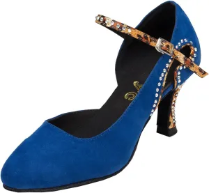 Minishion Women's TH179 Closed Toe Fashion Suede Leather Wedding Ballroom Latin Taogo Dance Pumps Shoes
