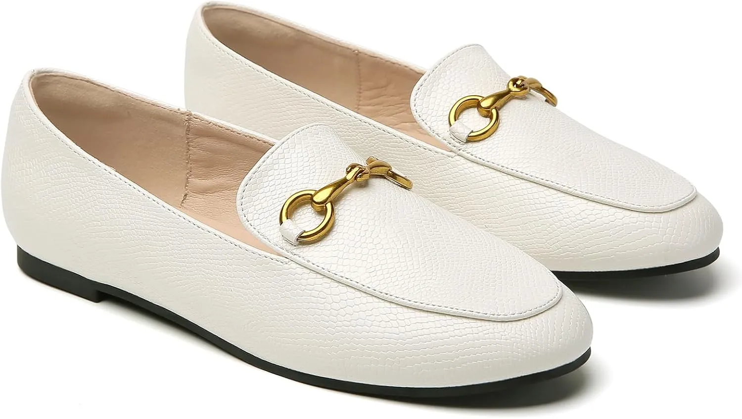 Minorsu Buckle Loafers for Women Slip On Round Toe Dress Flats Business Casual Work Driving Shoes