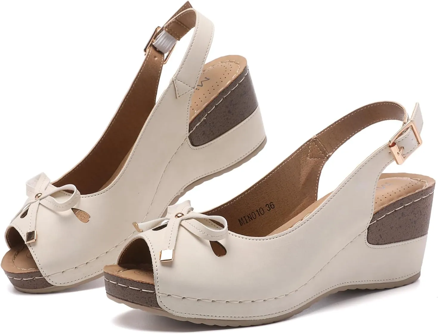 Mintzice Women's Peep Toe Casual Comfortable Ankle Strap Dressy Wedge Sandals