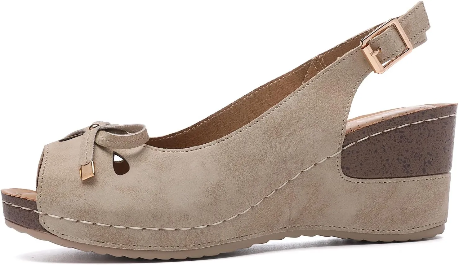 Mintzice Women's Peep Toe Casual Comfortable Ankle Strap Dressy Wedge Sandals