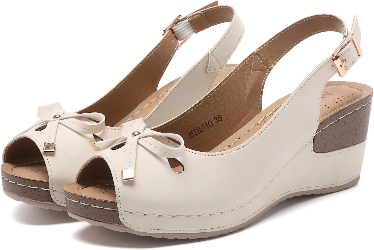 Mintzice Women's Peep Toe Casual Comfortable Ankle Strap Dressy Wedge Sandals